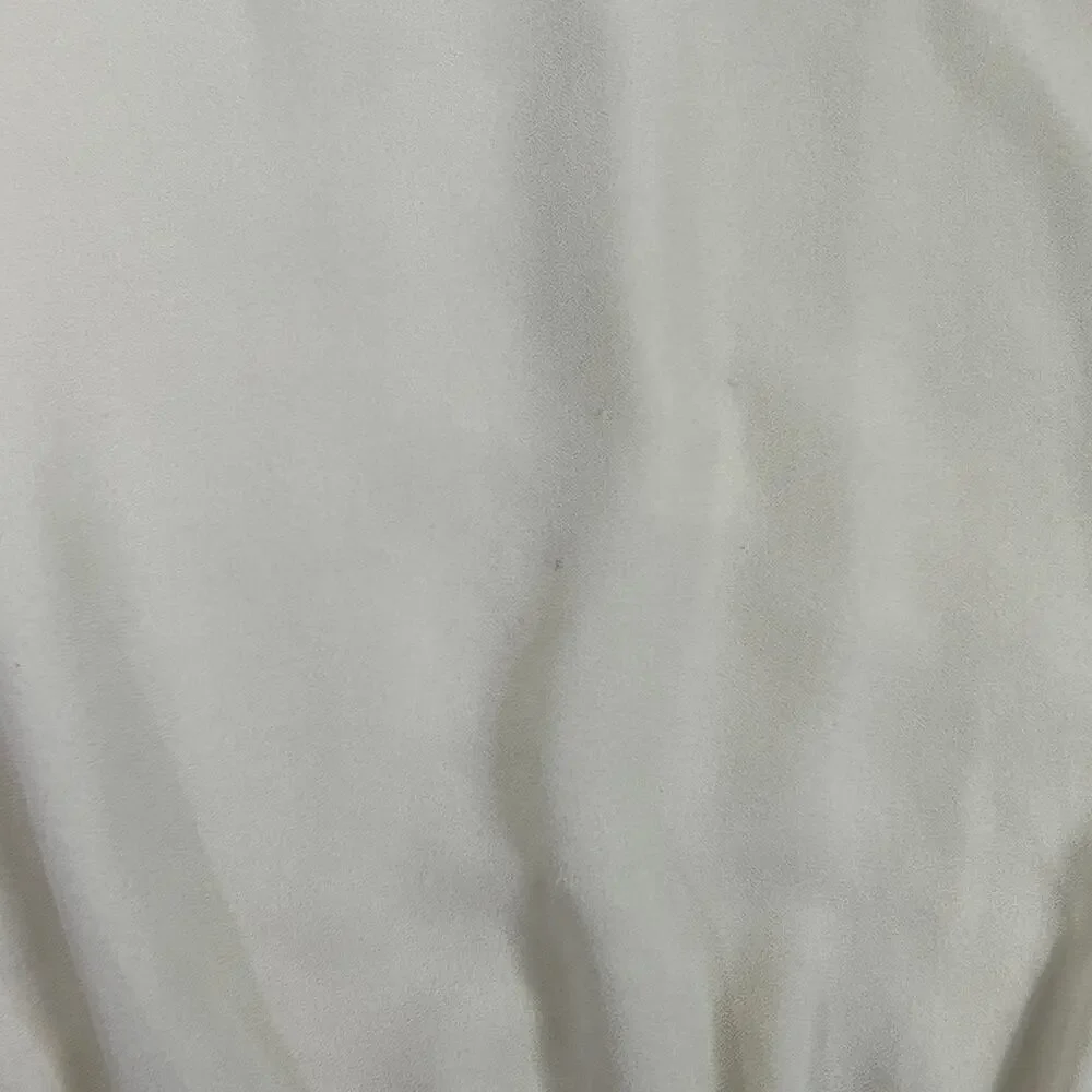 Charming Charlie Beige Semi Sheer Chiffon Crochet Lace Trimmed Blouse Top Small - Picture 6 of 12